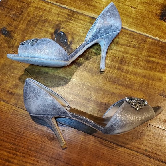 Badgley Mischka Silver Heel rhinestone jewel 9 - Picture 2 of 8
